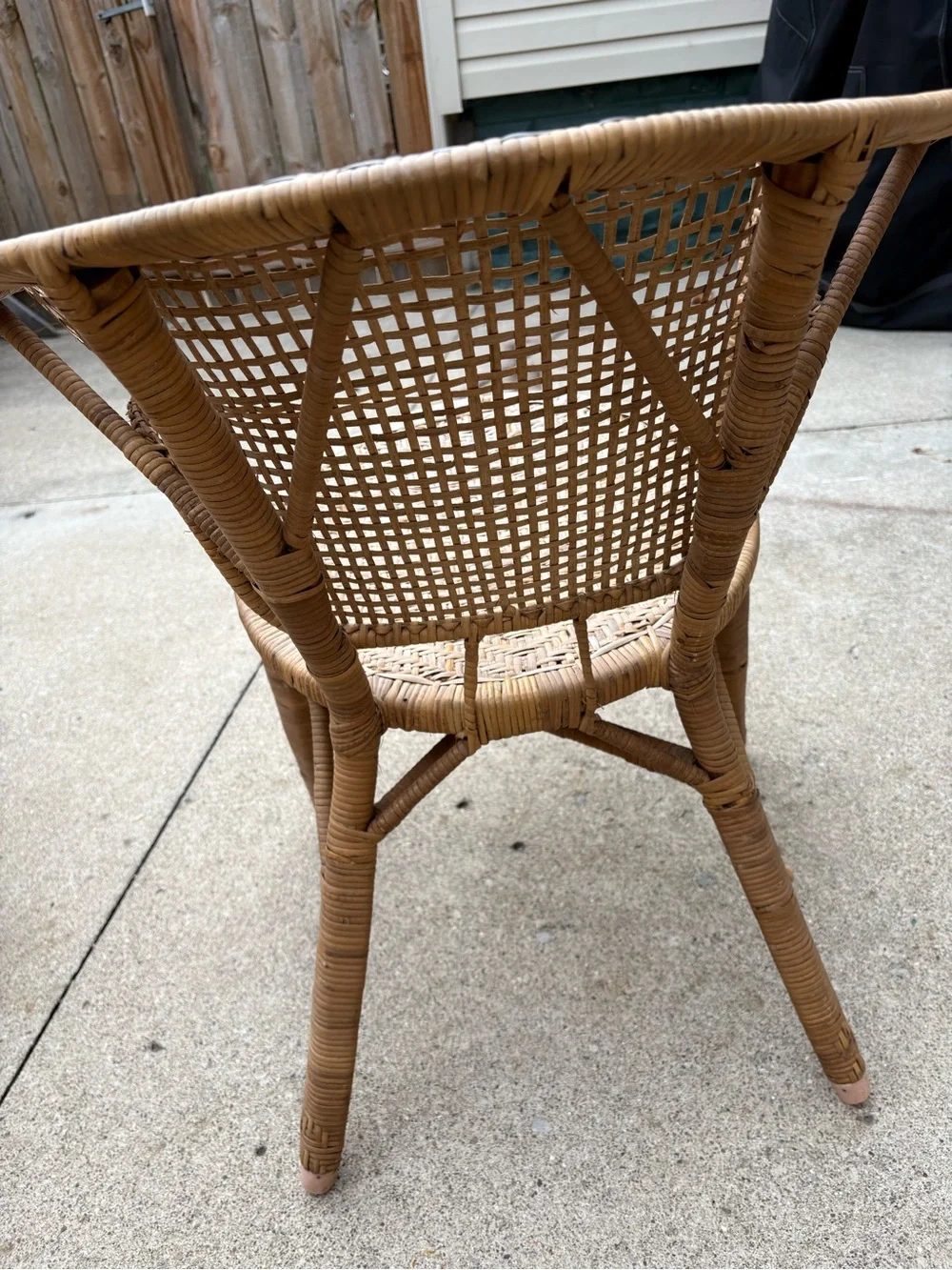 Vintage Pair of 1960’s-1970’s Natural Woven Rattan Accent Chairs Classic Boho